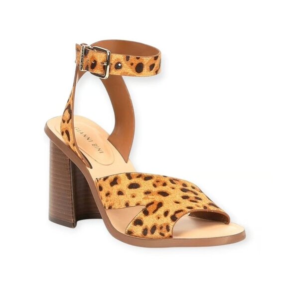 Gianni Bini Marilane Leopard Calfhair Animal Print Strappy Heels Shoes - Picture 1 of 9
